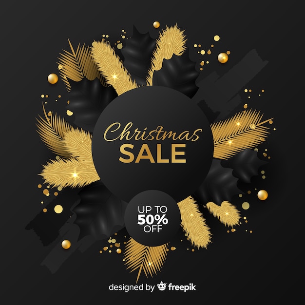 Free vector golden christmas sale banner