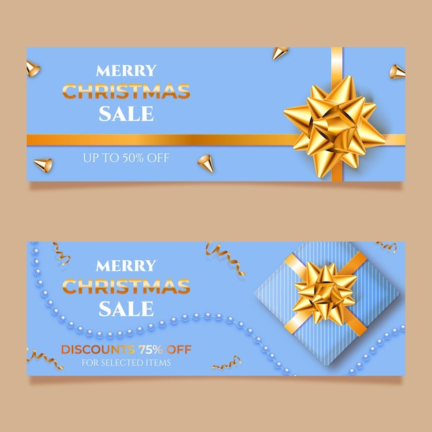 Golden christmas sale banners template