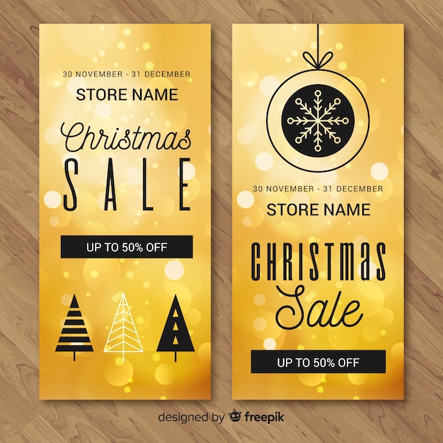 Golden christmas sale banners