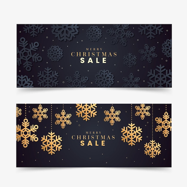 Free vector golden christmas sale banners