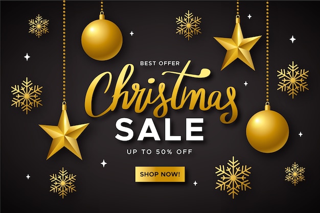 Golden christmas sale concept