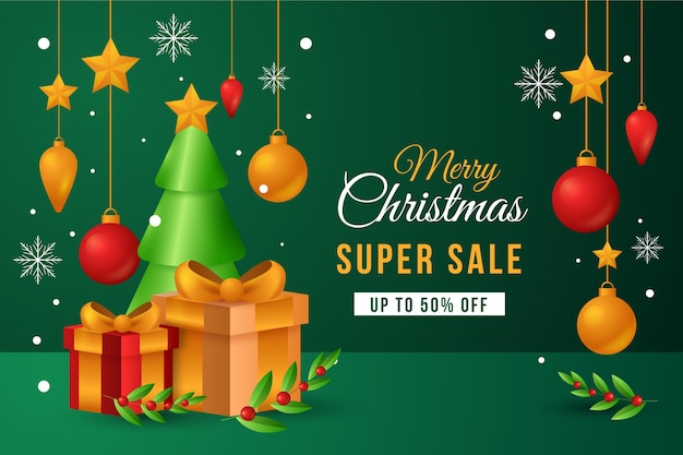 Free vector golden christmas sale concept