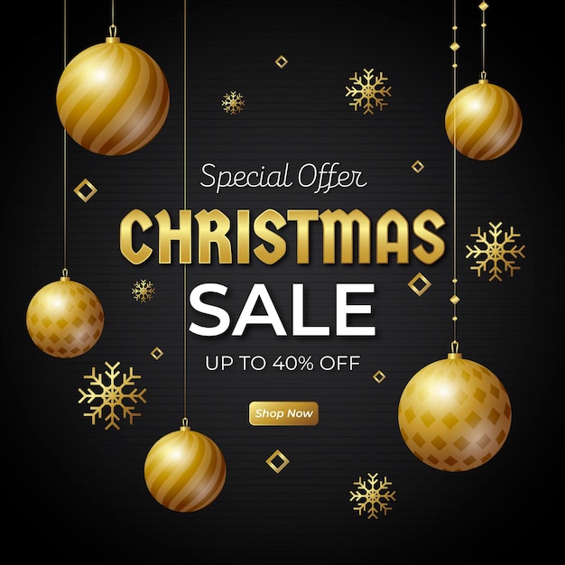 Golden christmas sale concept