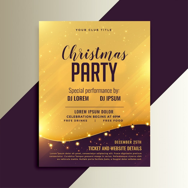 Golden christmas shiny flyer with lights decoration
