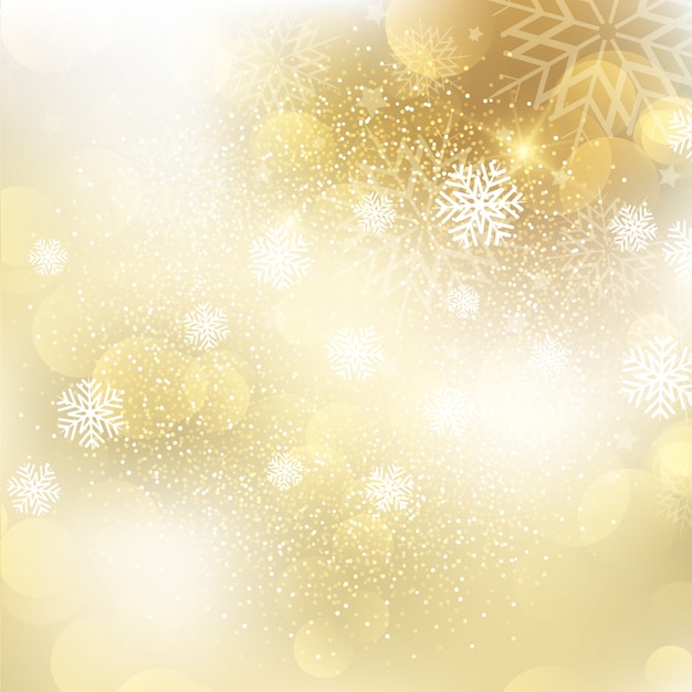 Golden christmas snowflake background