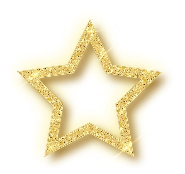 Golden christmas star isolated on white background.