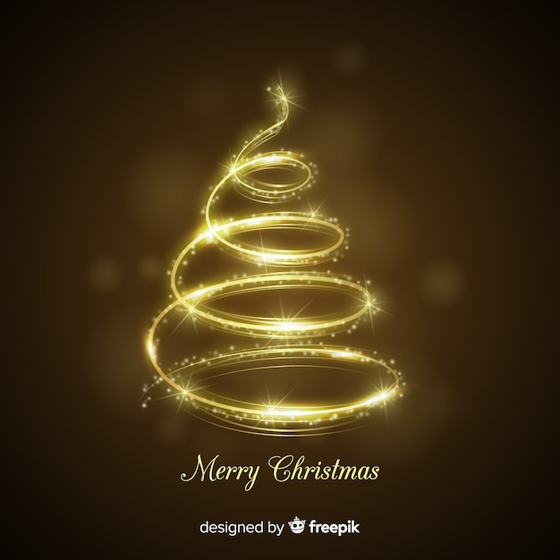 Free vector golden christmas tree background