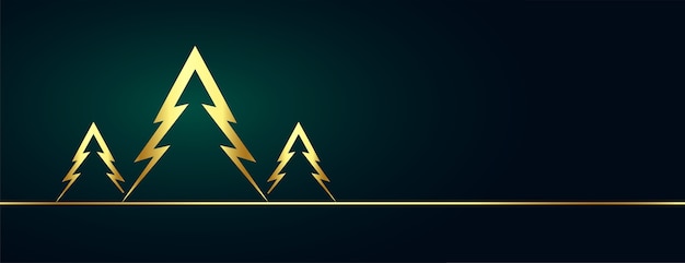 Golden christmas tree banner with text space