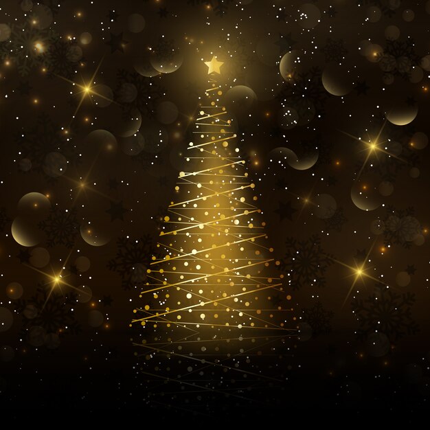 Golden Christmas tree card