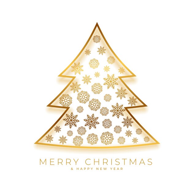 Золотая рождественская елка праздничная открытка
