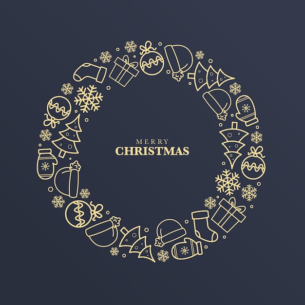 Golden christmas wreath concept