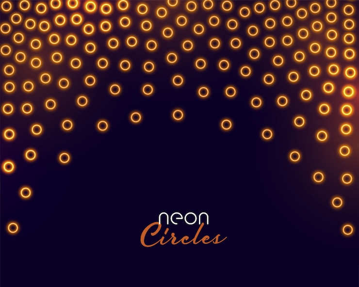 Free Vector golden circles confetti in neon glowing style