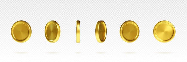 Free vector golden coin 3d in different angles of rotation