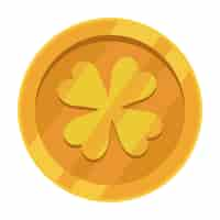 Free vector golden coin with clover icon