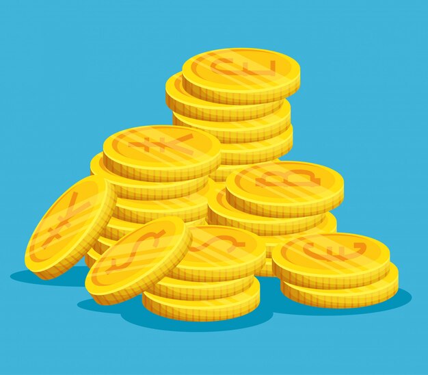 Golden coins stacked