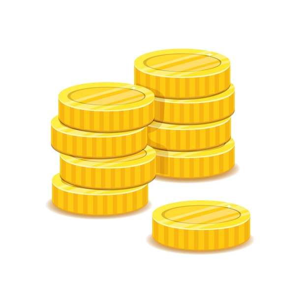 Premium Vector | Golden coins stacks metal money realistic illustration