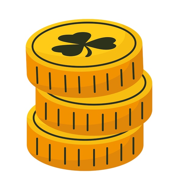 Free vector golden coins with clover