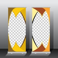 Vettore gratuito illustrazione vettoriale del modello di banner roll up di colore dorato