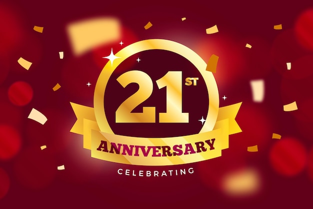 Free vector golden colored 21 anniversary background