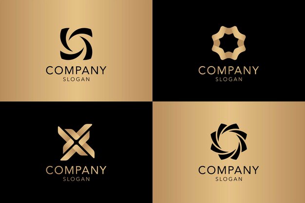 Golden company logo collection vector