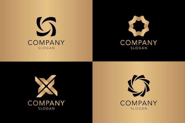 黄金の会社のロゴのコレクションのベクトル