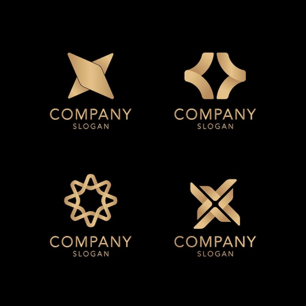 Free vector golden company logo collection