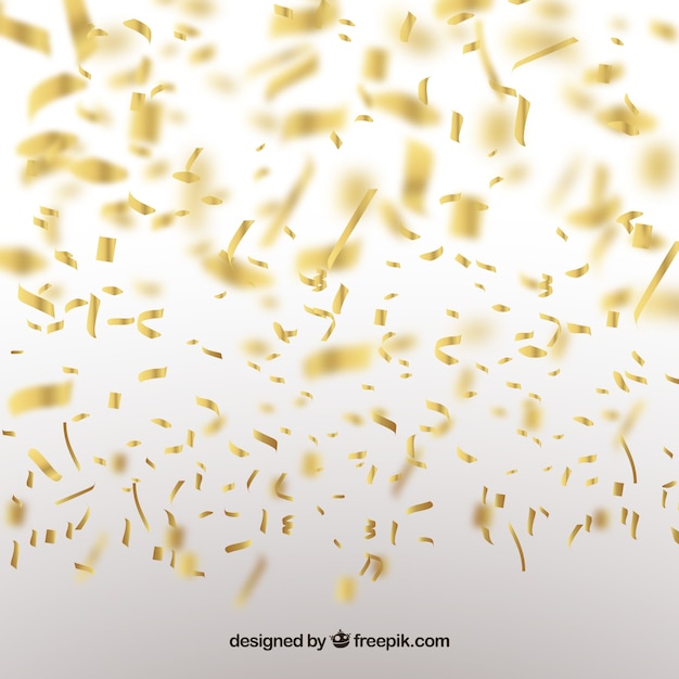 Golden confetti background in defocused style