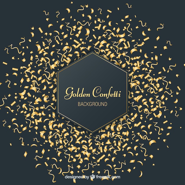 Free vector golden confetti background in realistic style