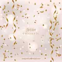 Free vector golden confetti background in realistic style