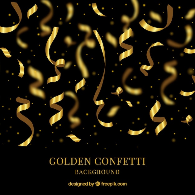 Golden confetti background in realistic style