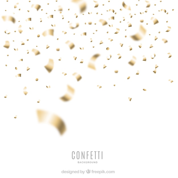 Golden confetti background in realistic style