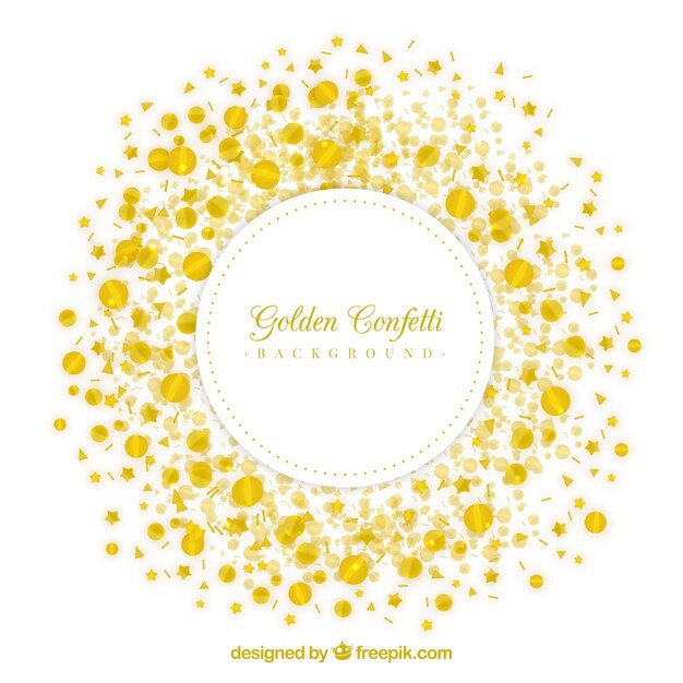 Golden confetti background in realistic style