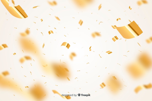 Golden confetti background realistic style
