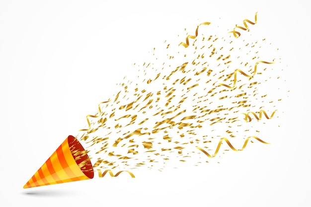 Free vector golden confetti explosion from birthday cap background