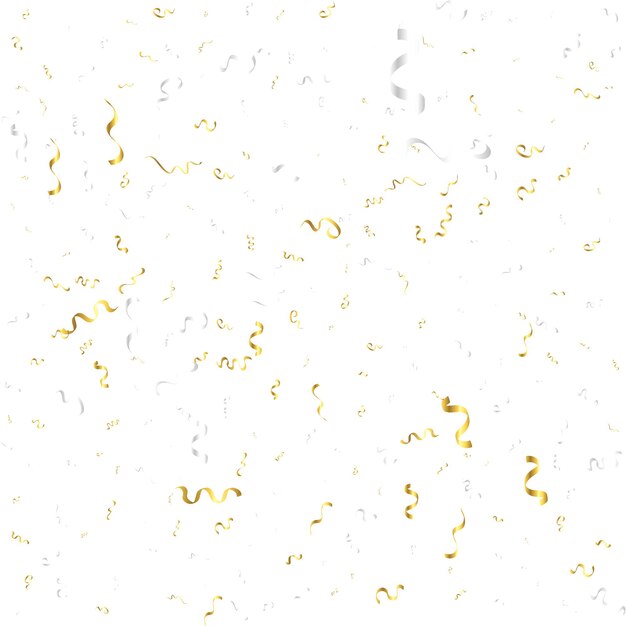 Golden Confetti And Streamer Ribbon Falling On Transparent Background Vector