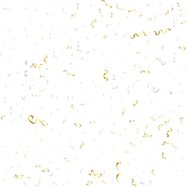 Golden Confetti And Streamer Ribbon Falling On Transparent Background Vector