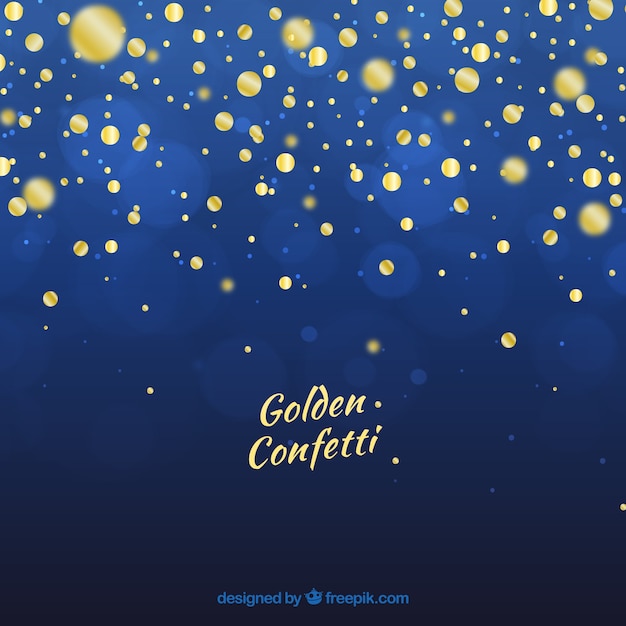 Golden confetti with blue background