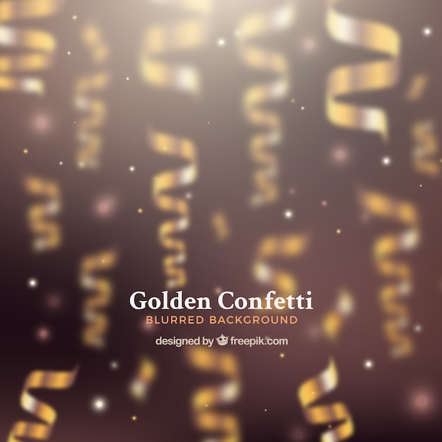 Free vector golden confetti with blurred background