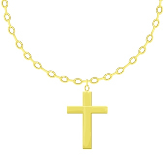 Золотой крест с цепочкой в мультяшном стиле ожерелье религиозные украшения подвесные аксессуары