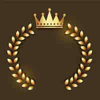 Free vector golden crown emblem with wreath frame