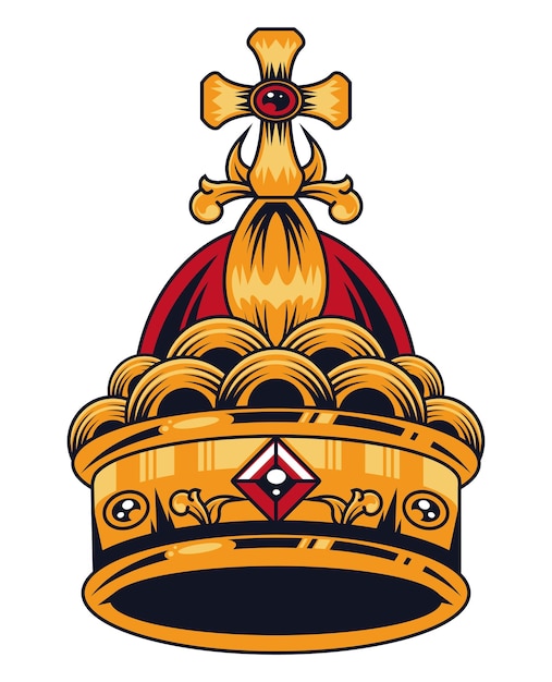 Free vector golden crown with red diamond icon