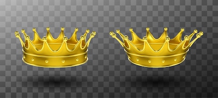 Golden crowns for king or queen monarchy symbol