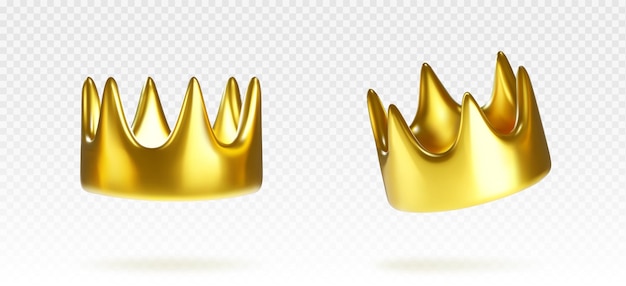 Free vector golden crowns set on transparent background