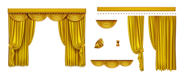 Golden Curtains For Theater Stage Or Cinema