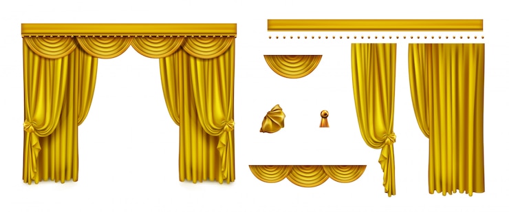 मुफ़्त वेक्टर golden curtains for theater stage or cinema