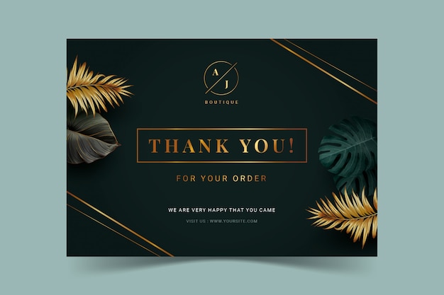 Golden and dark boutique thank you card