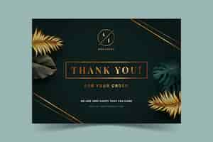 Free vector golden and dark boutique thank you card