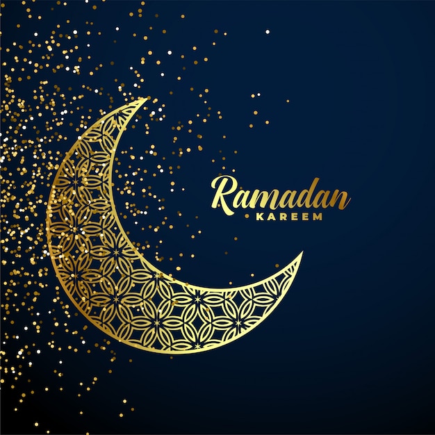 Vettore gratuito fondo decorativo dorato del kareem del ramadan della luna