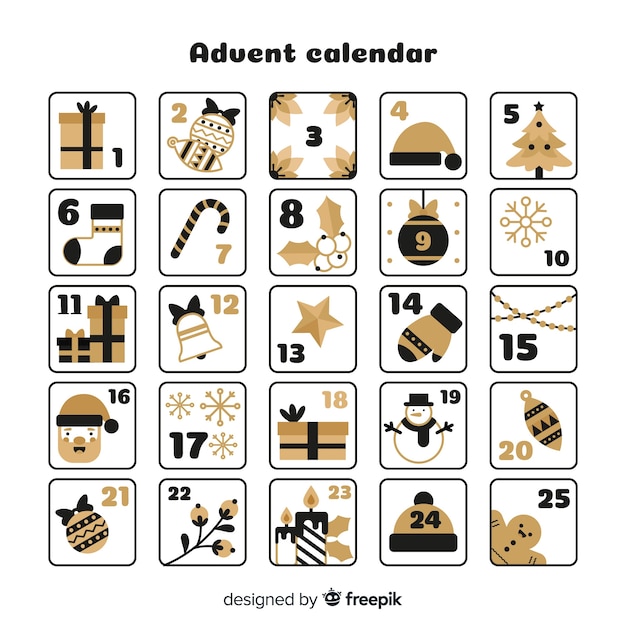 Calendario dell'avvento dettagli dorati