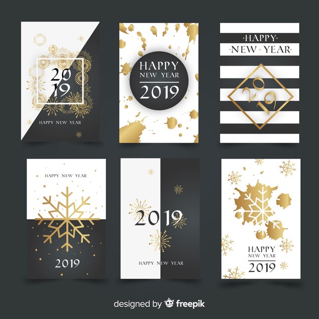 Golden details new year cards collection